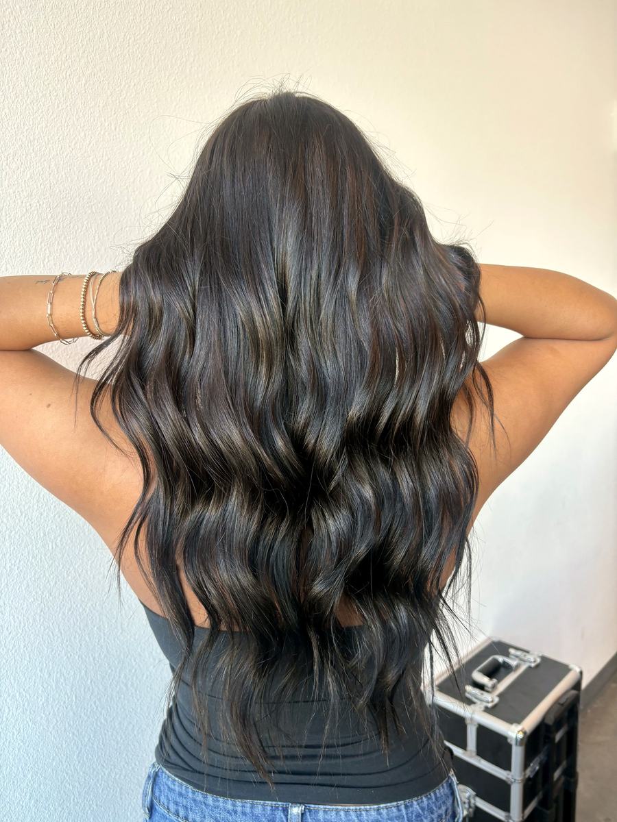 Dark brunette waves by Leila Lee